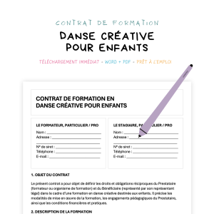danse créative pour enfants Contrat de Formation en Danse Créative pour Enfants