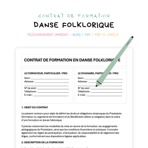 danse folklorique Contrat de Formation en Danse Folklorique