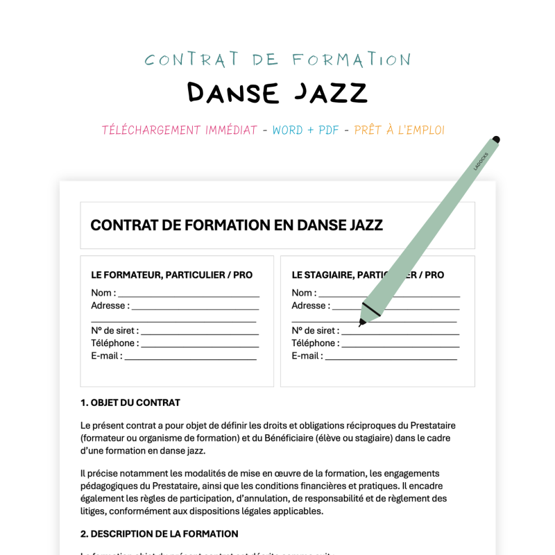 Contrat de Formation en Danse Jazz