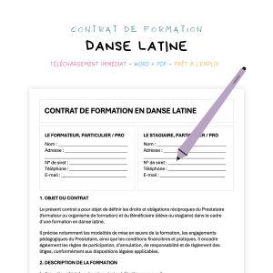 danse latine Contrat de Formation en Danses Latines