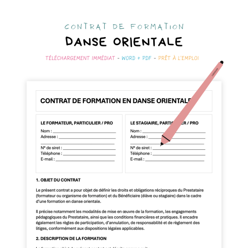 Contrat de Formation en Danse Orientale