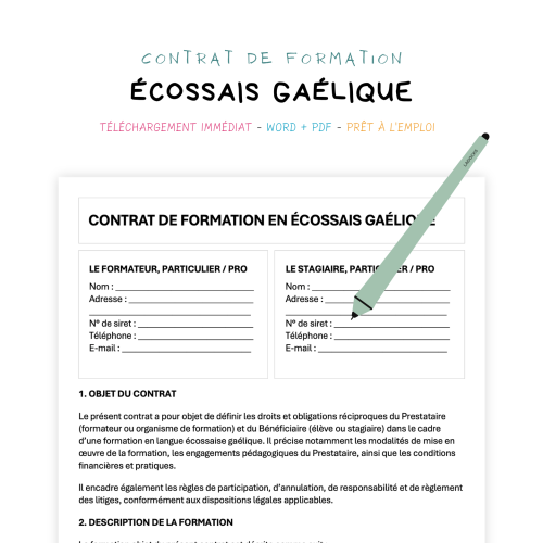 Contrat de Formation en Langue Écossaise Gaélique