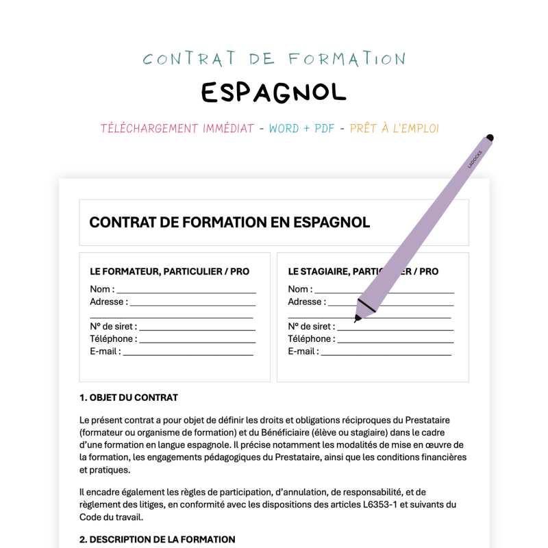 Contrat de Formation en Langue Espagnole
