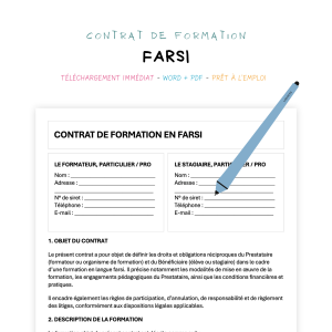 farsi Contrat de Formation en Langue Farsi