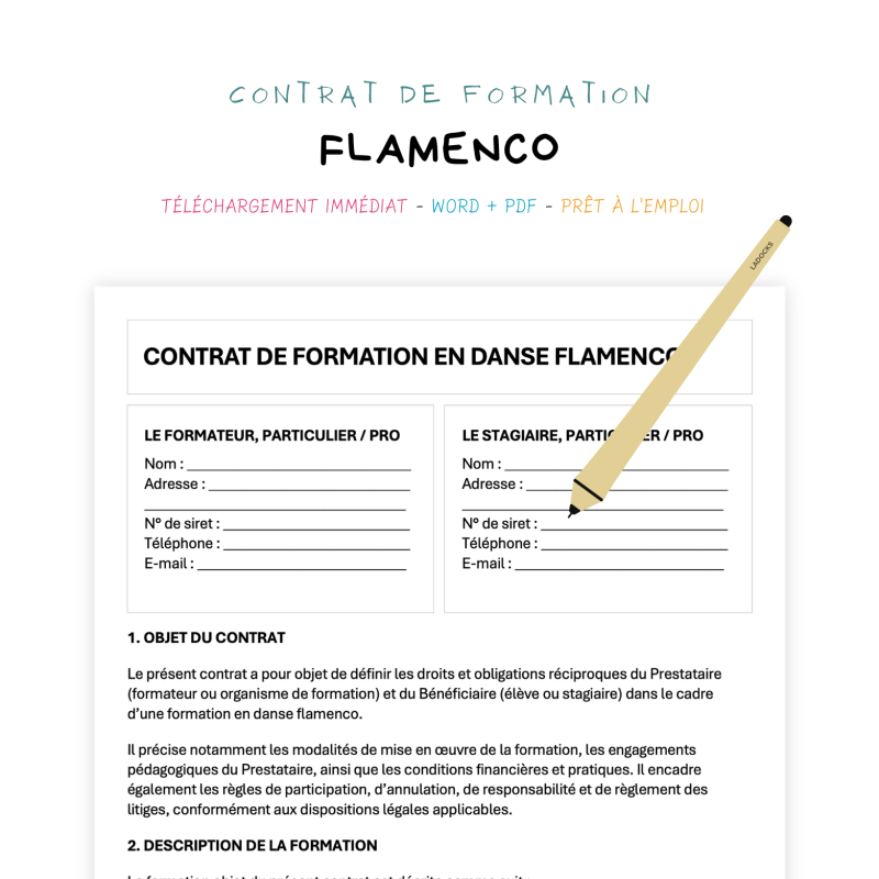 flamenco Contrat de Formation en Flamenco