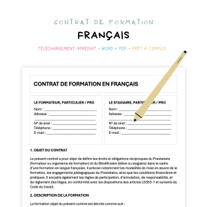 français Contrat de Formation en Langue Française