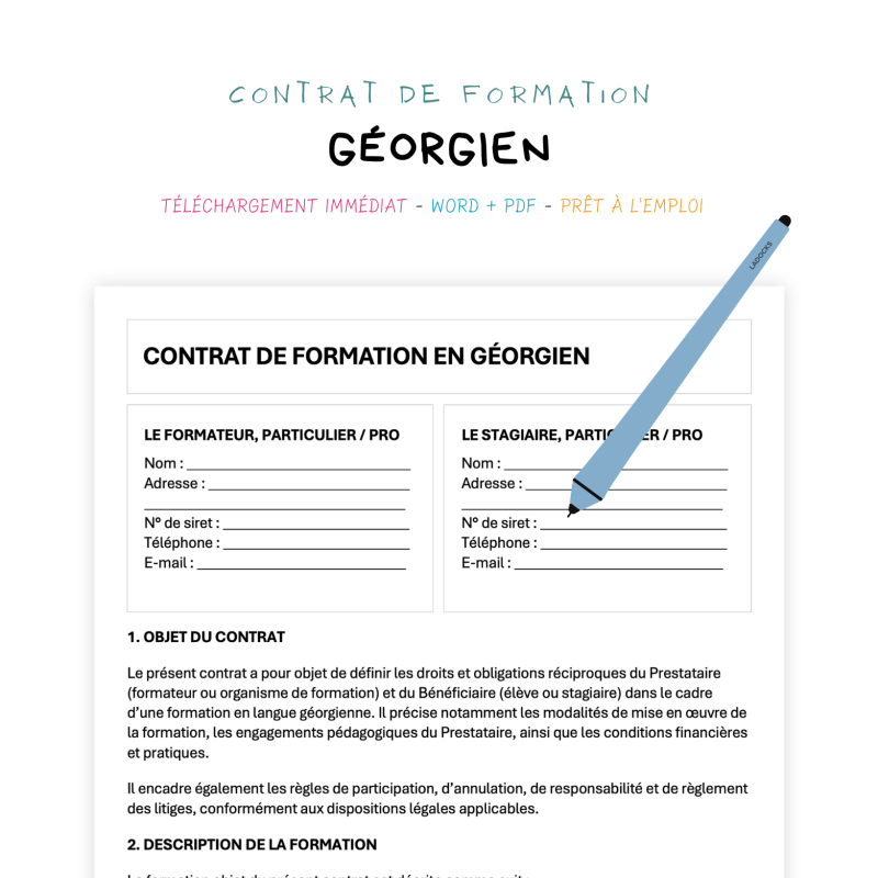 géorgien Contrat de Formation en Langue Géorgienne