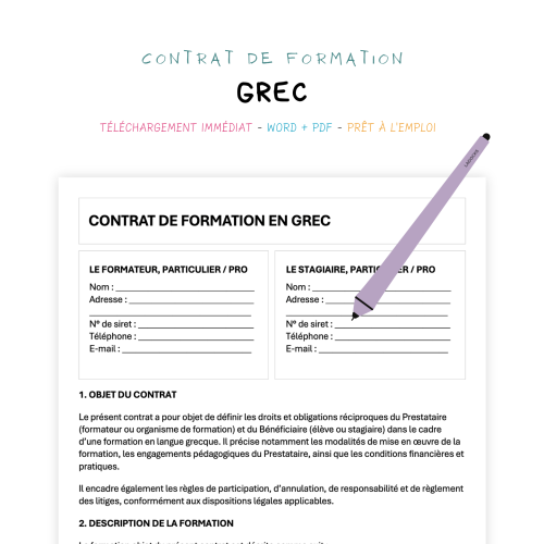 Contrat de Formation en Langue Grecque