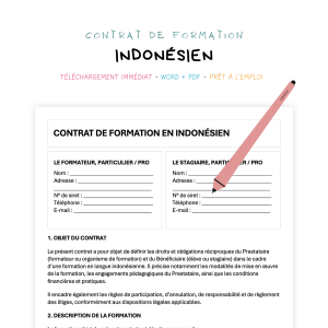 indonésien Contrat de Formation en Langue Indonésienne