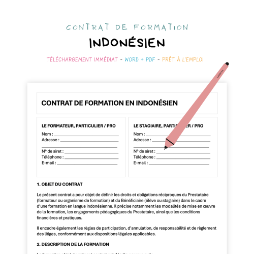Contrat de Formation en Langue Indonésienne