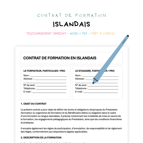 Contrat de Formation en Langue Islandaise