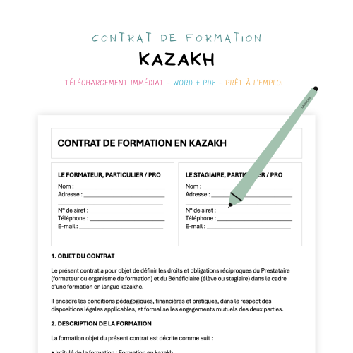 Contrat de Formation en Langue Kazakhe