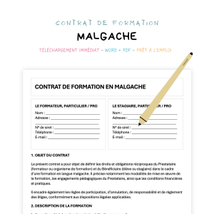 malgache Contrat de Formation en Langue Malgache
