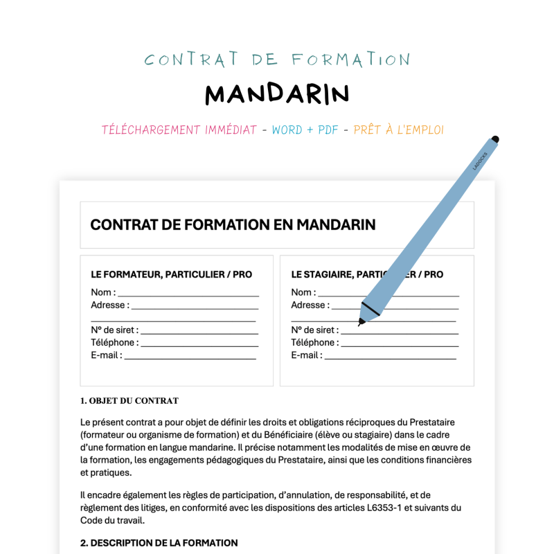 Contrat de Formation en Mandarin