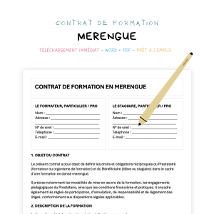 merengue Contrat de Formation en Danse Merengue