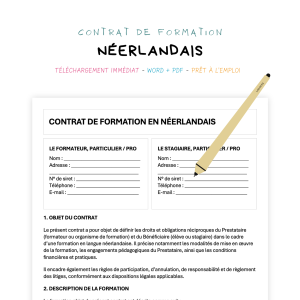 néerlandais Contrat de Formation en Langue Néerlandaise