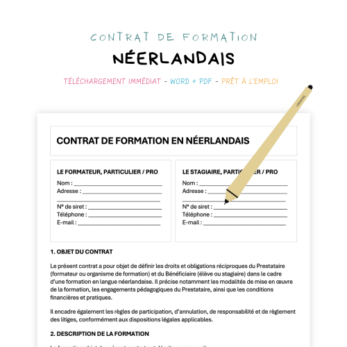 Contrat de Formation en Langue Néerlandaise
