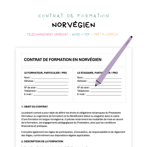 norvégien Contrat de Formation en Langue Norvégienne