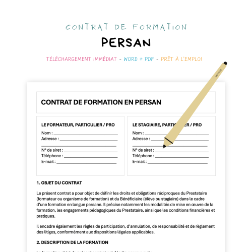 Contrat de Formation en Langue Persane