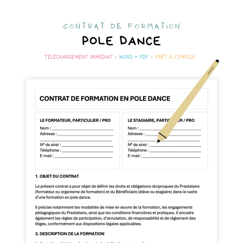 Contrat de Formation en Pole Dance