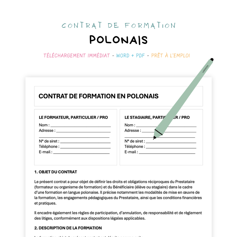 polonais Contrat de Formation en Langue Polonaise