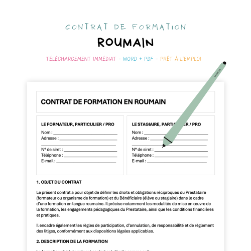 Contrat de Formation en Langue Roumaine