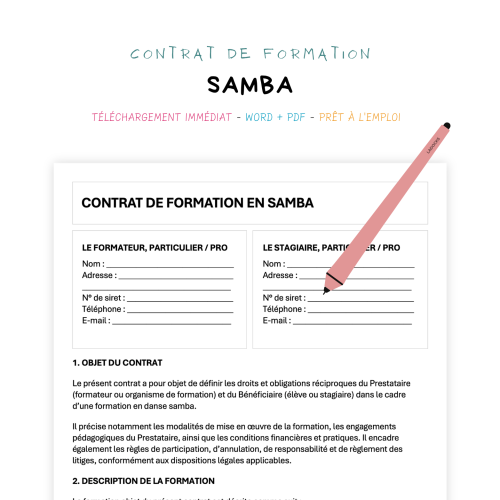 Contrat de Formation en Danse Samba