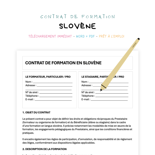 Contrat de Formation en Langue Slovène