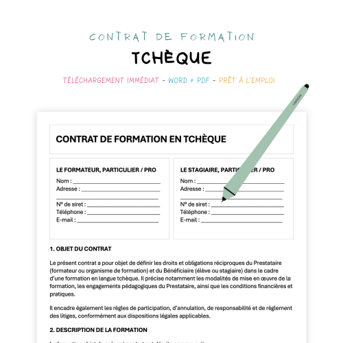 Contrat de Formation en Langue Tchèque