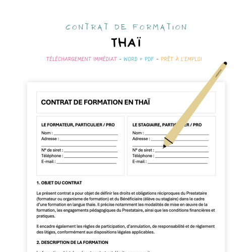 Contrat de Formation en Langue Thaï