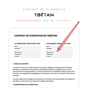 tibétain Contrat de Formation en Langue Tibétaine