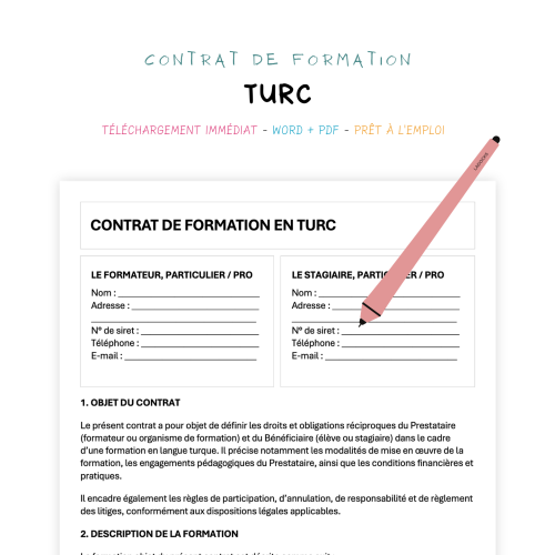 Contrat de Formation en Langue Turque