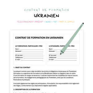 ukrainien Contrat de Formation en Langue Ukrainienne