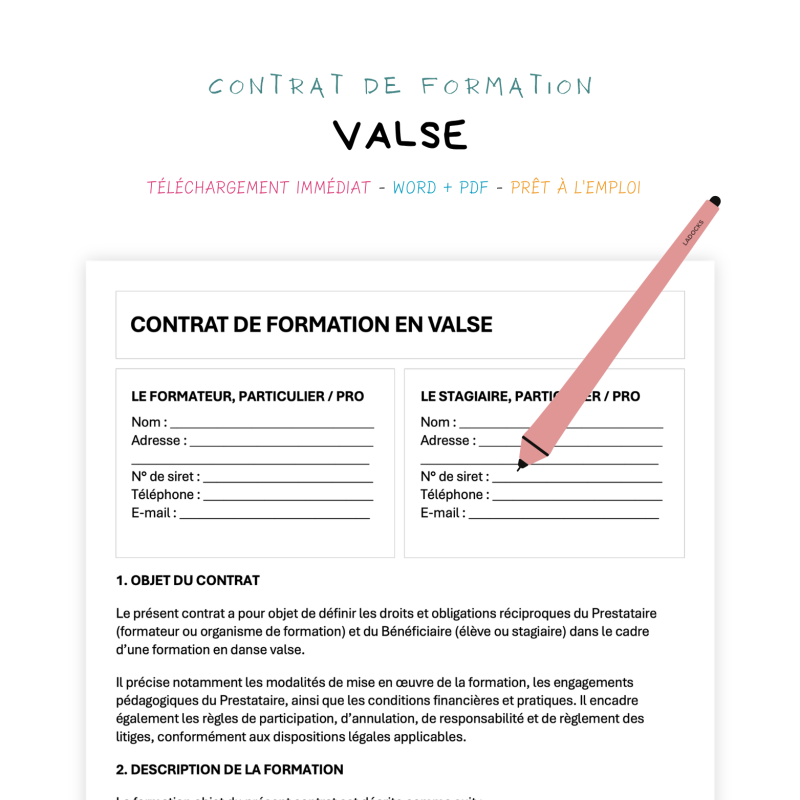 valse Contrat de Formation en Danse Valse