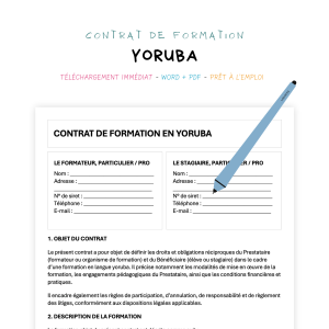 yoruba Contrat de Formation en Langue Yoruba