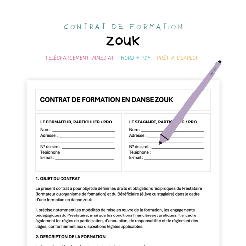 Contrat de Formation en Zouk