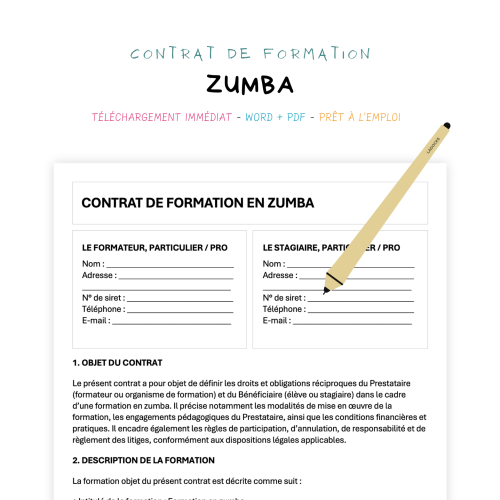 Contrat de Formation en Zumba